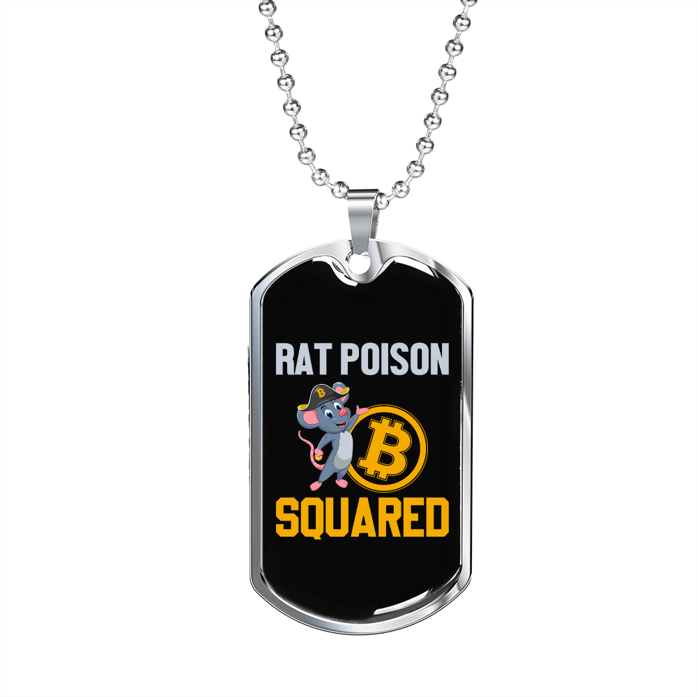 SquAred Crypto Currency Bitcoin Necklace Stainless Steel or 18k Gold Dog Tag 24" Chain-Express Your Love Gifts