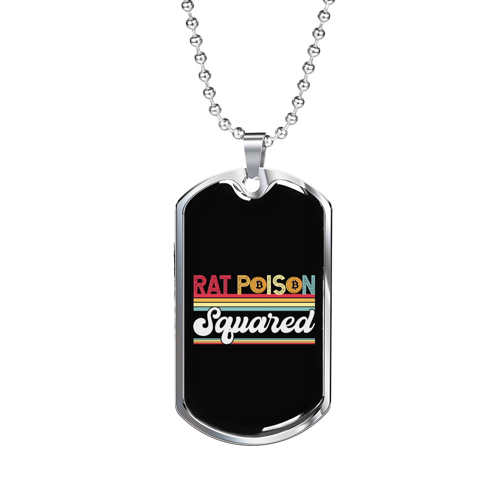 SquAred Crypto Currency Necklace Stainless Steel or 18k Gold Dog Tag 24" Chain-Express Your Love Gifts