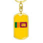 Sri Lanka Flag Keychain Dog Tag Stainless Steel or 18k Gold-Express Your Love Gifts