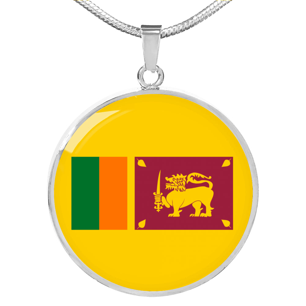 Sri Lanka Flag Sri Lanka Pride Circle Necklace Stainless Steel or 18k Gold 18-22"-Express Your Love Gifts