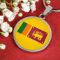 Sri Lanka Flag Sri Lanka Pride Circle Necklace Stainless Steel or 18k Gold 18-22"-Express Your Love Gifts