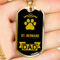 St. Bernard Dad Dog Necklace Stainless Steel or 18k Gold Dog Tag W 24" Dog Owner Lover-Express Your Love Gifts