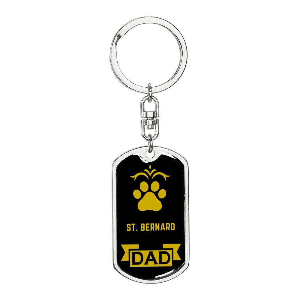 St. Bernard Keychain Stainless Steel or 18k Gold-Express Your Love Gifts