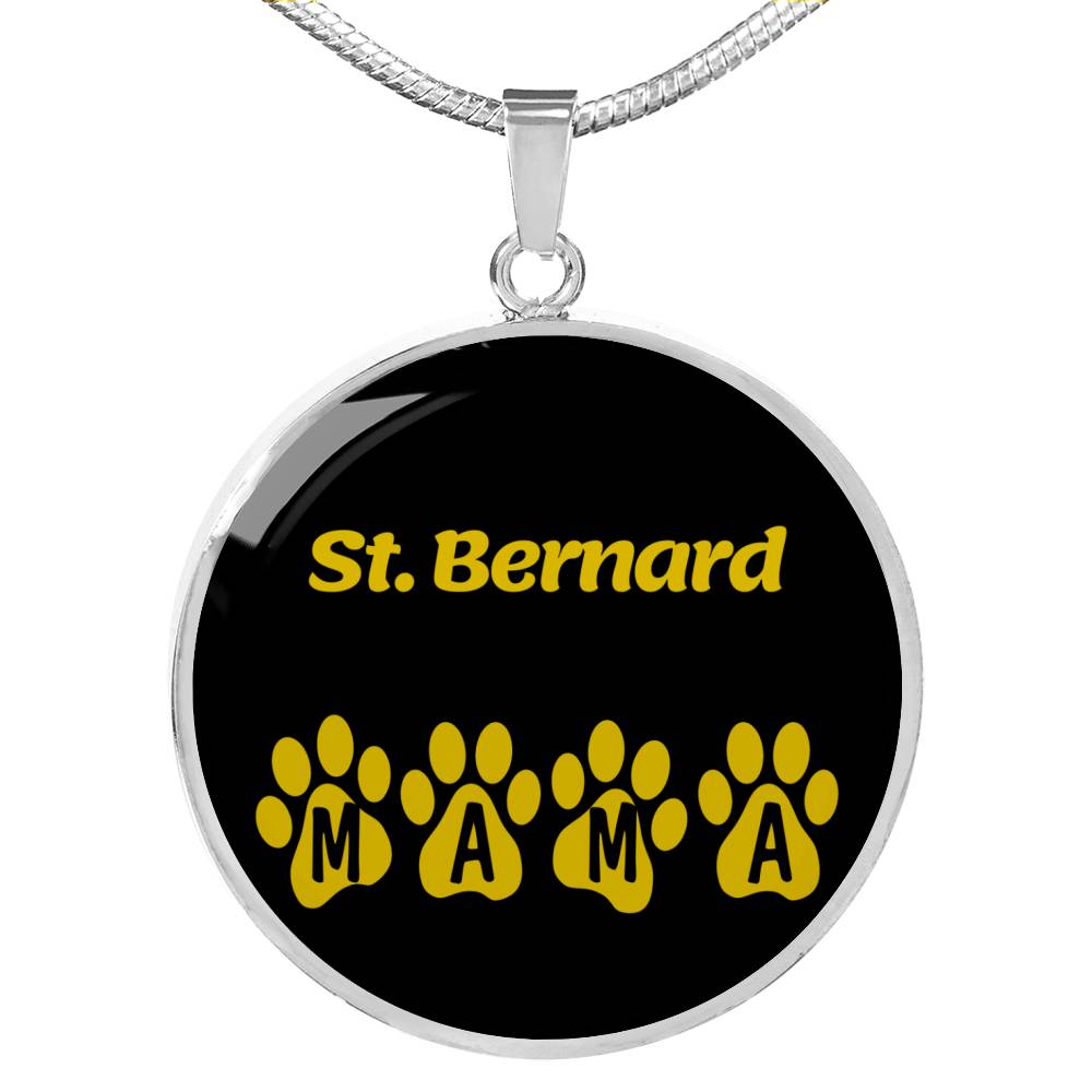 St. Bernard Mama Circle Necklace Stainless Steel or 18k Gold 18-22" Dog Owner Lover-Express Your Love Gifts