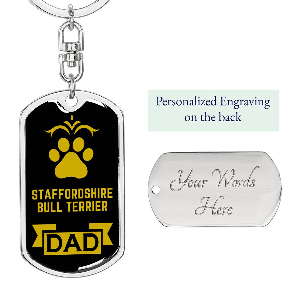 Staffordshire Bull Terrier Keychain Stainless Steel or 18k Gold-Express Your Love Gifts
