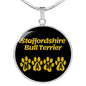 Staffordshire Bull Terrier Mama Circle Necklace Stainless Steel or 18k Gold 18-22" Dog Owner Lover-Express Your Love Gifts