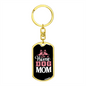 STAY AT HOME DOG MOM Keychain Stainless Steel or 18k Gold Dog Tag Keyring-Express Your Love Gifts