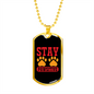Stay Pawsitive Necklace Stainless Steel or 18k Gold Dog Tag 24" Chain-Express Your Love Gifts