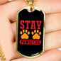 Stay Pawsitive Necklace Stainless Steel or 18k Gold Dog Tag 24" Chain-Express Your Love Gifts