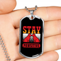 Stay Pawsitive Red Necklace Stainless Steel or 18k Gold Dog Tag 24" Chain-Express Your Love Gifts