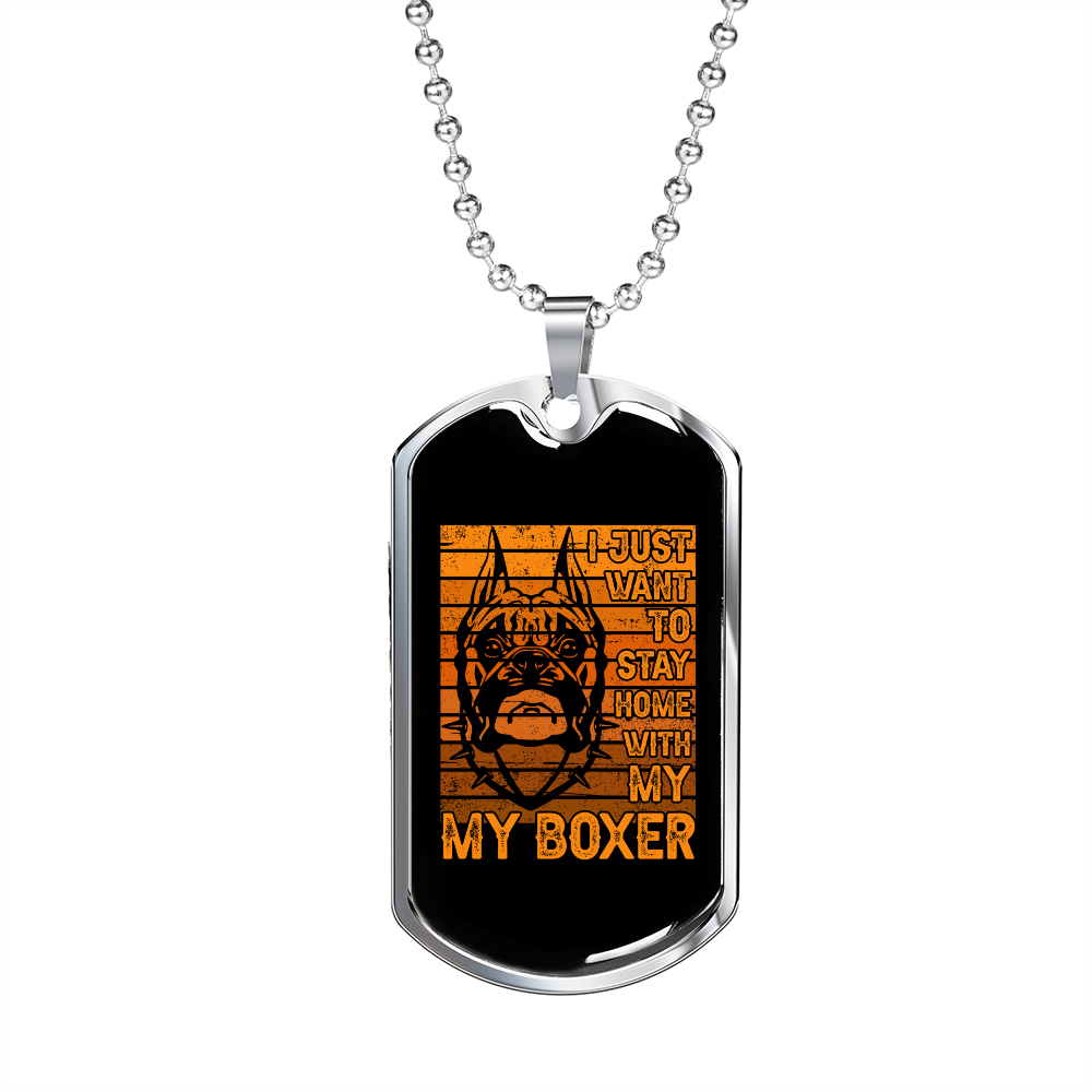 Stay With Boxer Necklace Stainless Steel or 18k Gold Dog Tag 24" Chain-Express Your Love Gifts