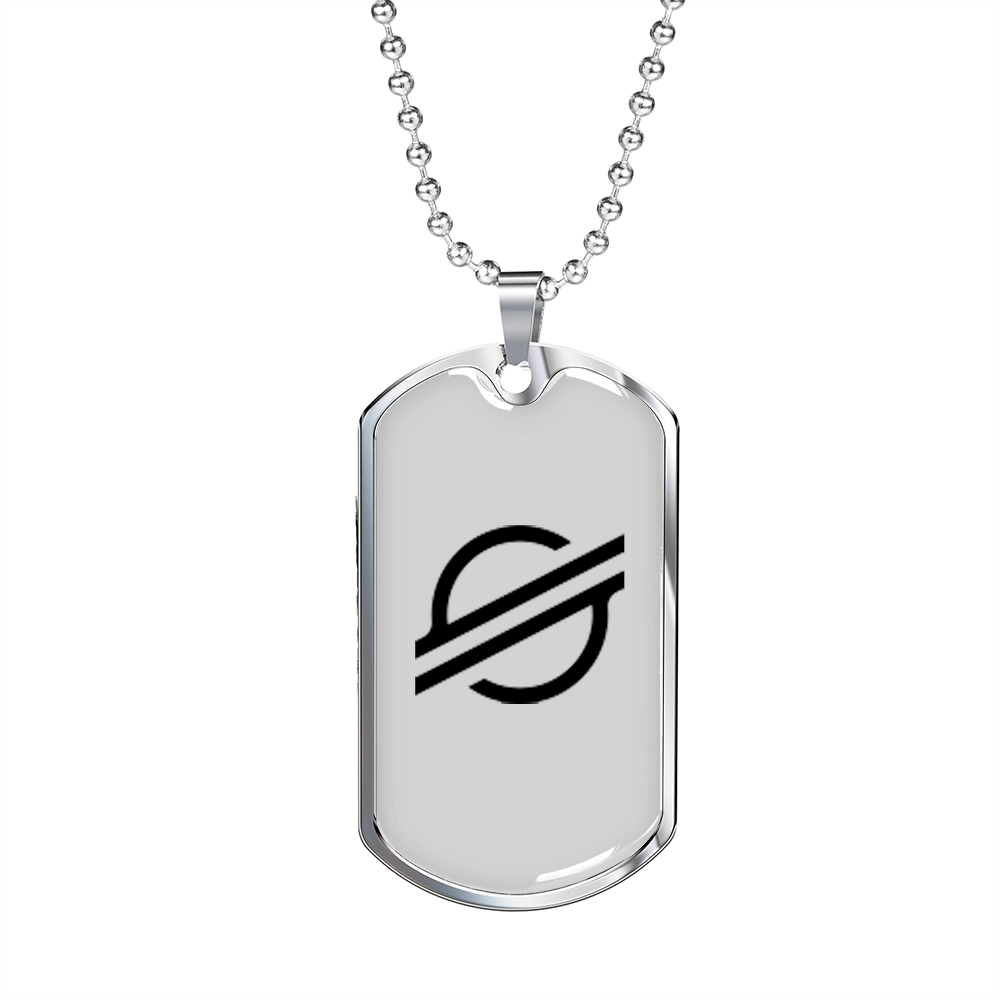 Stellar Lumens (XLM) Crypto Necklace Stainless Steel or 18k Gold Dog Tag 24" Chain-Express Your Love Gifts