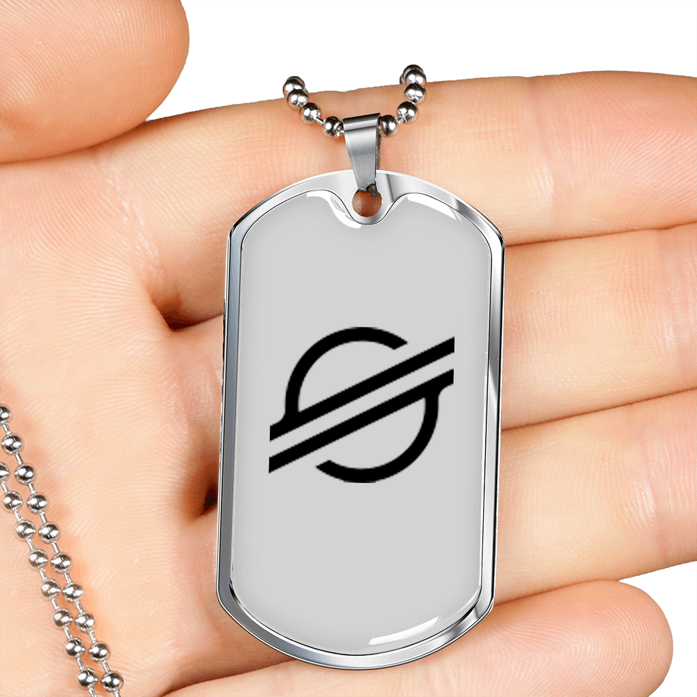 Stellar Lumens (XLM) Crypto Necklace Stainless Steel or 18k Gold Dog Tag 24" Chain-Express Your Love Gifts