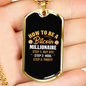 Steps on How to Be Bitcoin Millionaire Crypto Necklace Stainless Steel or 18k Gold Dog Tag 24" Chain-Express Your Love Gifts