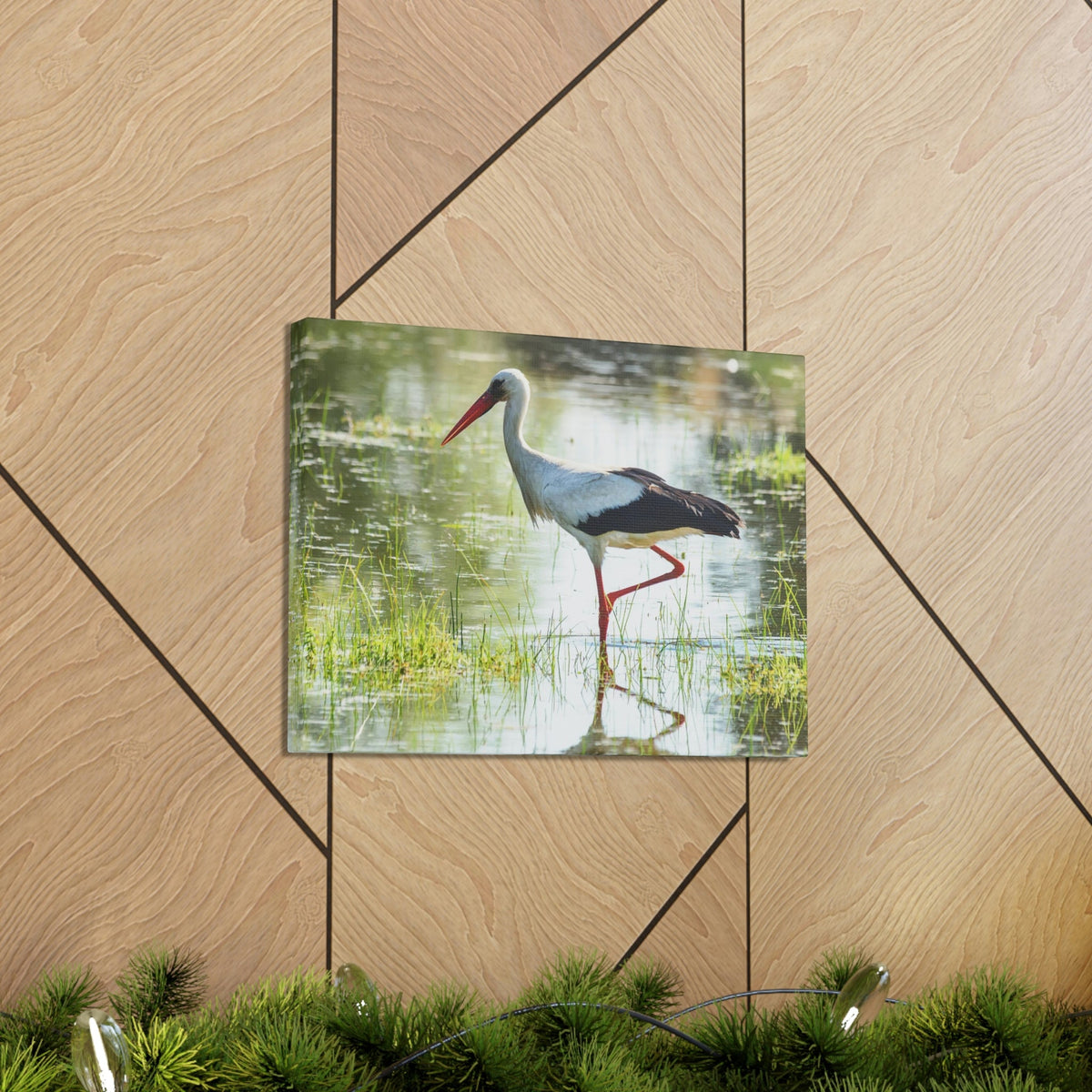 Scripture Walls Stork Hunting Stork on Hunt Print Animal Wall Art Wildlife Canvas Prints Wall Art Ready to Hang Unframed-Express Your Love Gifts