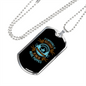 Straight Face Blue Necklace Stainless Steel or 18k Gold Dog Tag 24" Chain-Express Your Love Gifts