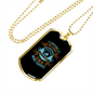 Straight Face Blue Necklace Stainless Steel or 18k Gold Dog Tag 24" Chain-Express Your Love Gifts