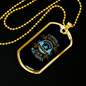 Straight Face Blue Necklace Stainless Steel or 18k Gold Dog Tag 24" Chain-Express Your Love Gifts