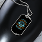 Straight Face Blue Necklace Stainless Steel or 18k Gold Dog Tag 24" Chain-Express Your Love Gifts