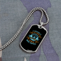 Straight Face Blue Necklace Stainless Steel or 18k Gold Dog Tag 24" Chain-Express Your Love Gifts