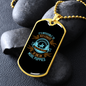Straight Face Blue Necklace Stainless Steel or 18k Gold Dog Tag 24" Chain-Express Your Love Gifts