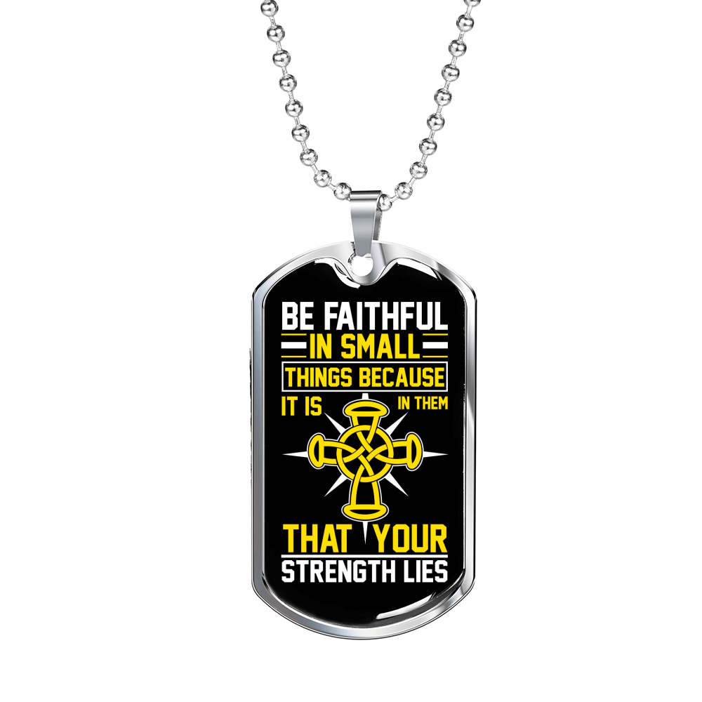 Strength Lies Christian Necklace Stainless Steel or 18k Gold Dog Tag 24" Chain-Express Your Love Gifts