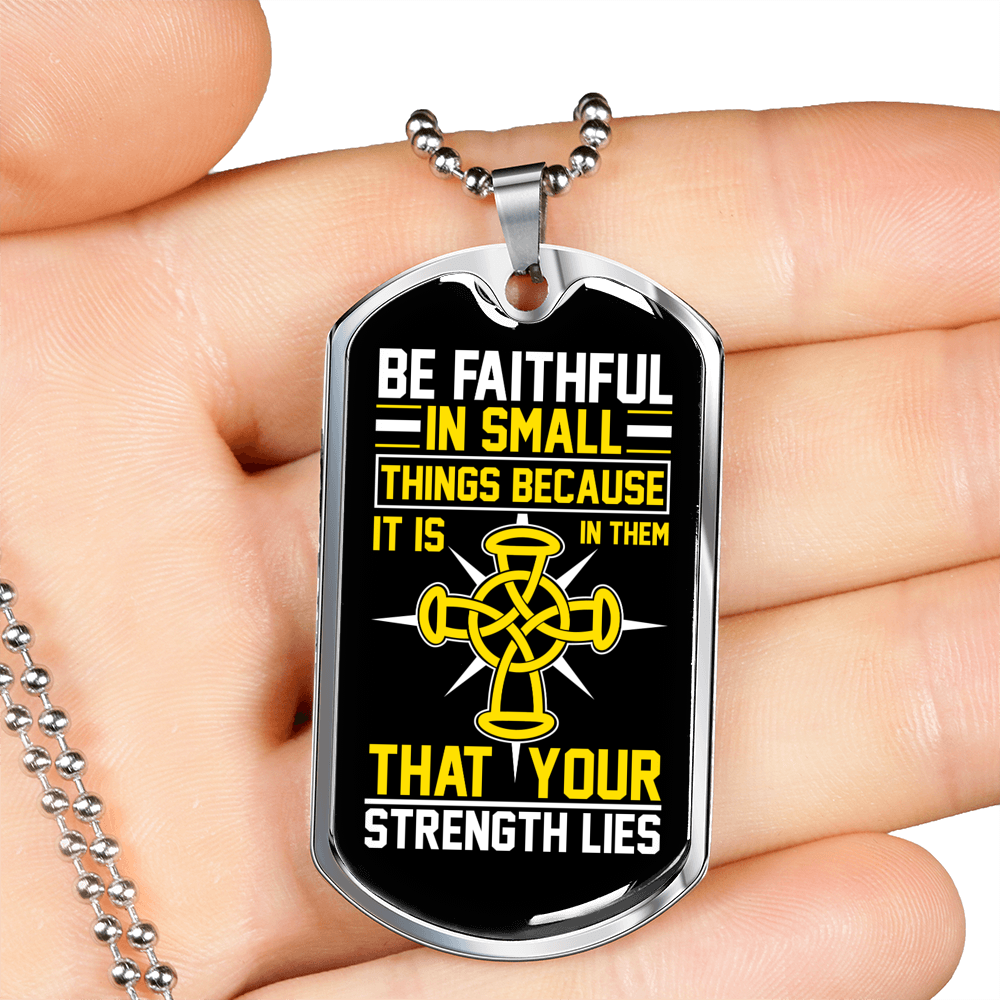 Strength Lies Christian Necklace Stainless Steel or 18k Gold Dog Tag 24" Chain-Express Your Love Gifts