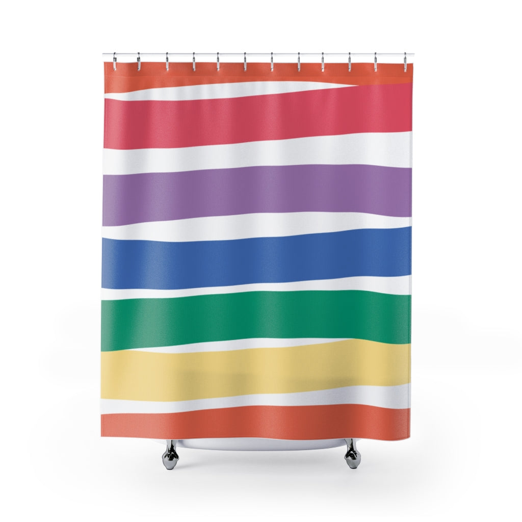 Striped Coloful Cute Stylish Design 71" x 74" Elegant Waterproof Shower Curtain for a Spa-like Bathroom Paradise Exceptional Craftsmanship-Express Your Love Gifts