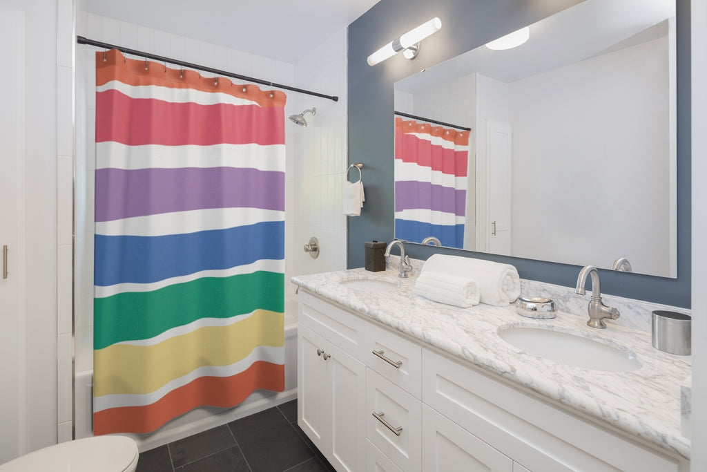 Striped Coloful Cute Stylish Design 71" x 74" Elegant Waterproof Shower Curtain for a Spa-like Bathroom Paradise Exceptional Craftsmanship-Express Your Love Gifts
