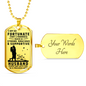 Strong Gracious Supportive Husband Necklace Stainless Steel or 18k Gold Dog Tag 24" Chain-Express Your Love Gifts
