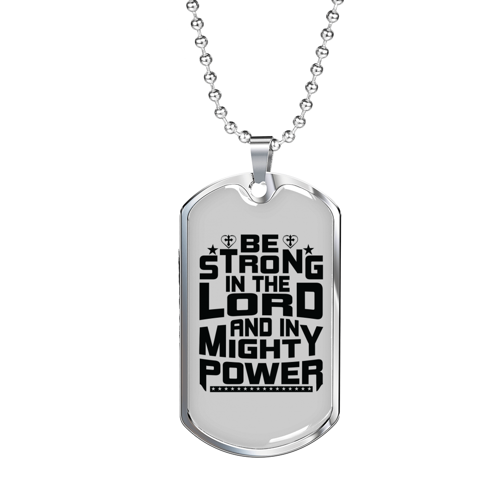 Strong In Lord Christian Necklace Stainless Steel or 18k Gold Dog Tag 24" Chain-Express Your Love Gifts