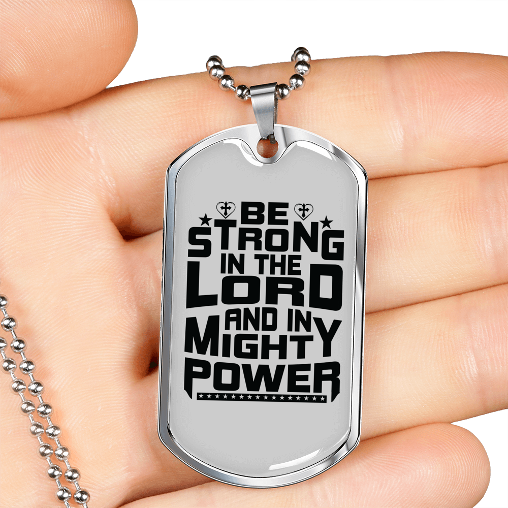 Strong In Lord Christian Necklace Stainless Steel or 18k Gold Dog Tag 24" Chain-Express Your Love Gifts