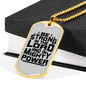 Strong In Lord Christian Necklace Stainless Steel or 18k Gold Dog Tag 24" Chain-Express Your Love Gifts