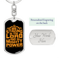 Strong In The Lord Golden Keychain Stainless Steel or 18k Gold Dog Tag Keyring-Express Your Love Gifts