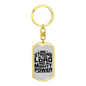 Strong In The Lord Keychain Stainless Steel or 18k Gold Dog Tag Keyring-Express Your Love Gifts
