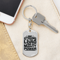 Strong In The Lord Keychain Stainless Steel or 18k Gold Dog Tag Keyring-Express Your Love Gifts