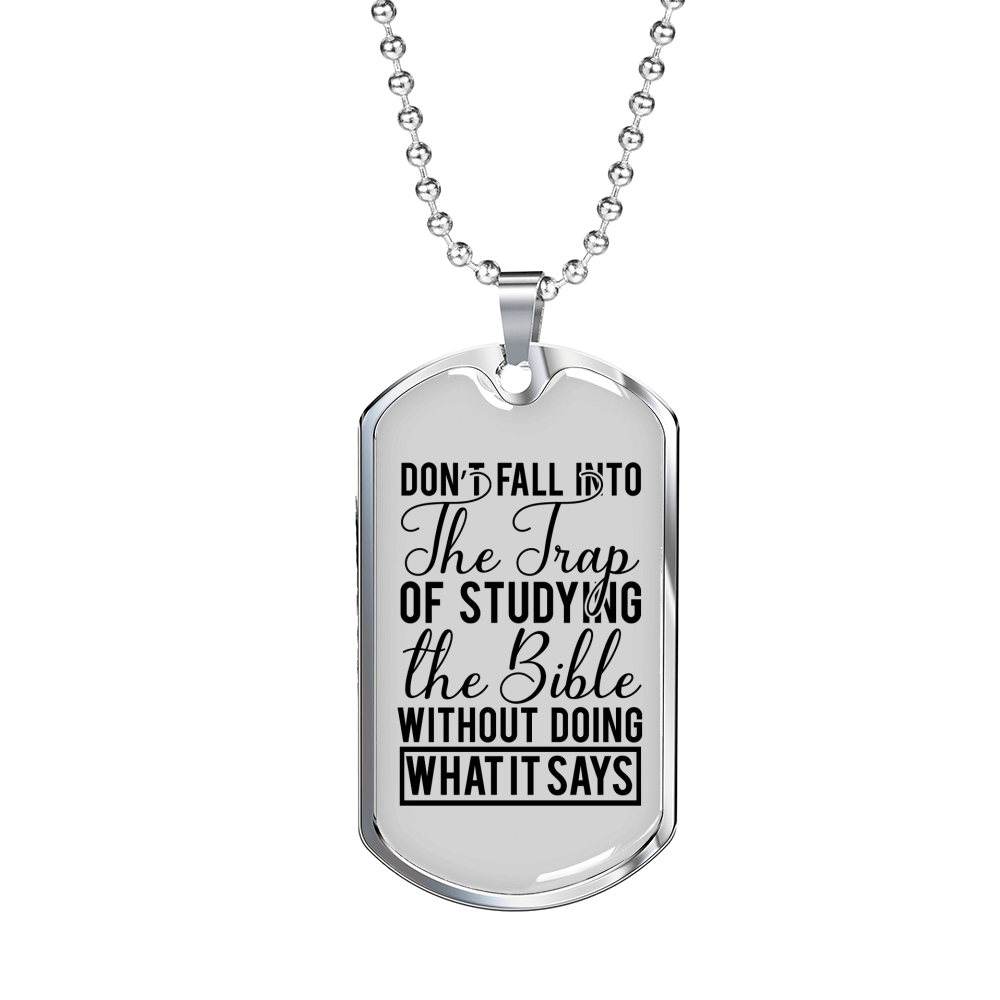 Studying The Bible Christian Necklace Stainless Steel or 18k Gold Dog Tag 24" Chain-Express Your Love Gifts
