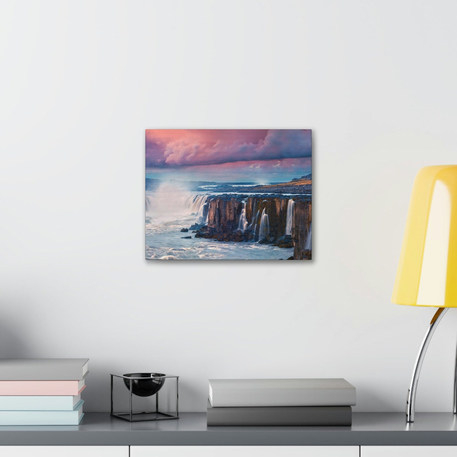 Stunning Sunrise Scene Beautiful Colorful Summer Landscape Beauty Nature Scene Wonderful River and Falls Wall Art Ready to Hang Unframed-Express Your Love Gifts