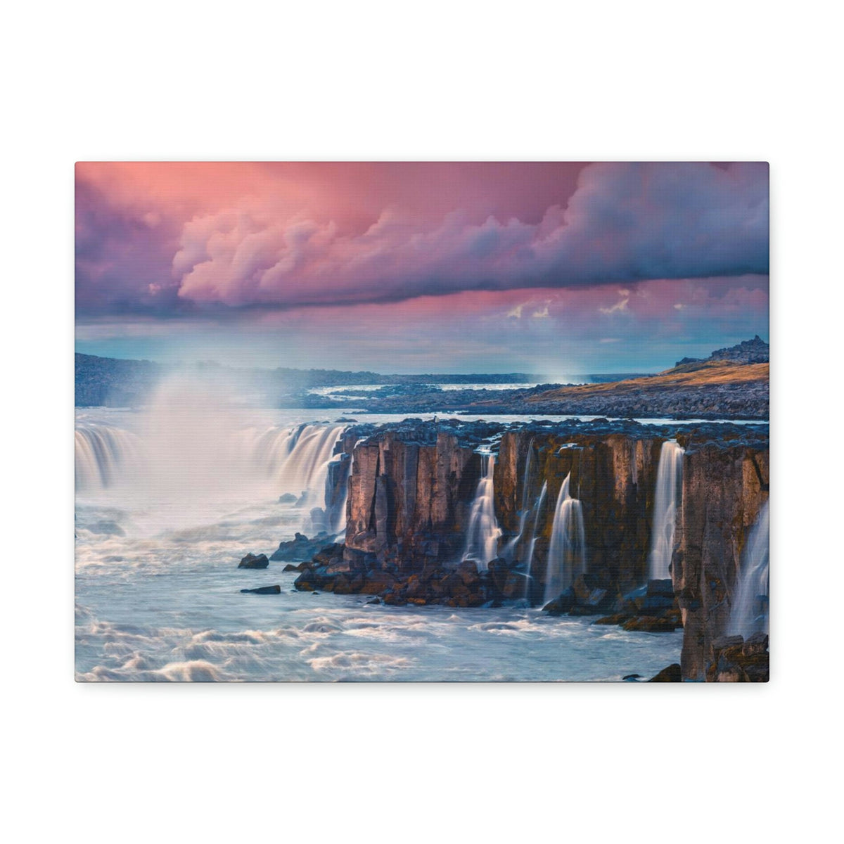 Stunning Sunrise Scene Beautiful Colorful Summer Landscape Beauty Nature Scene Wonderful River and Falls Wall Art Ready to Hang Unframed-Express Your Love Gifts