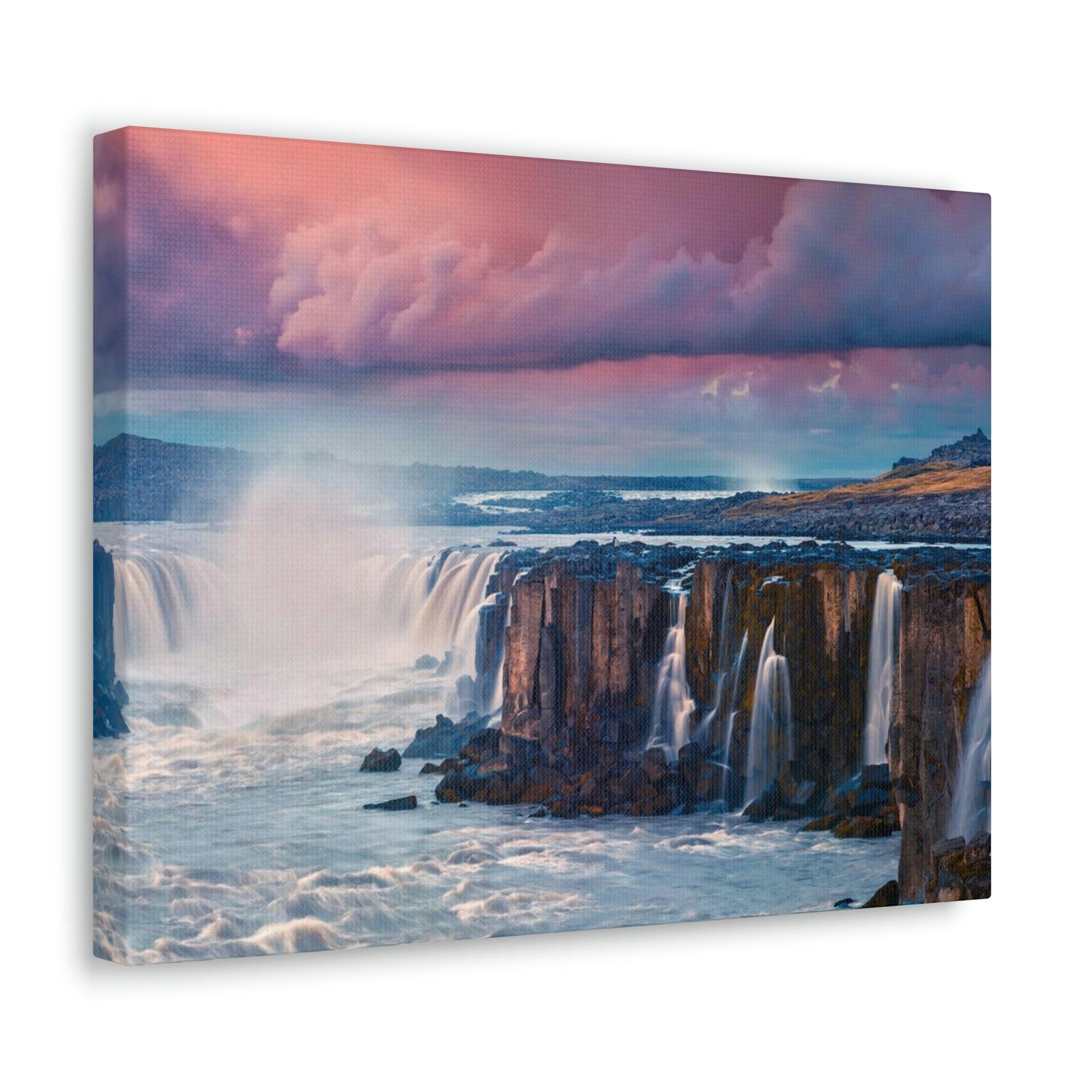 Stunning Sunrise Scene Beautiful Colorful Summer Landscape Beauty Nature Scene Wonderful River and Falls Wall Art Ready to Hang Unframed-Express Your Love Gifts