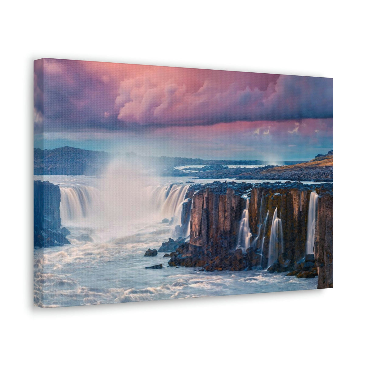 Stunning Sunrise Scene Beautiful Colorful Summer Landscape Beauty Nature Scene Wonderful River and Falls Wall Art Ready to Hang Unframed-Express Your Love Gifts