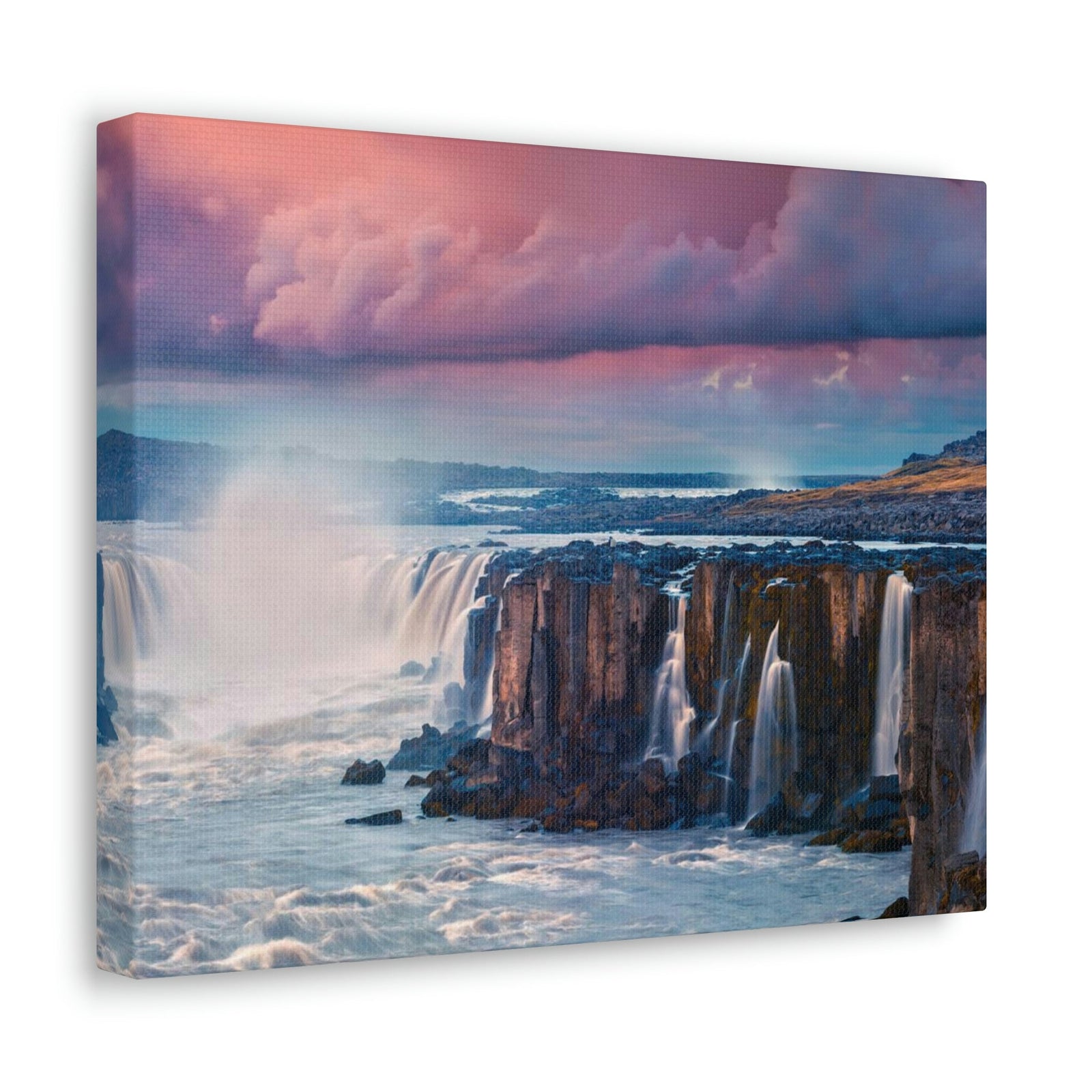 Stunning Sunrise Scene Beautiful Colorful Summer Landscape Beauty Nature Scene Wonderful River and Falls Wall Art Ready to Hang Unframed-Express Your Love Gifts