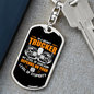 Stupidity Level Grumpy Trucker Swivel Keychain Dog Tag Stainless Steel or 18k Gold-Express Your Love Gifts