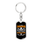 Stupidity Level Grumpy Trucker Swivel Keychain Dog Tag Stainless Steel or 18k Gold-Express Your Love Gifts
