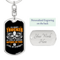 Stupidity Level Grumpy Trucker Swivel Keychain Dog Tag Stainless Steel or 18k Gold-Express Your Love Gifts