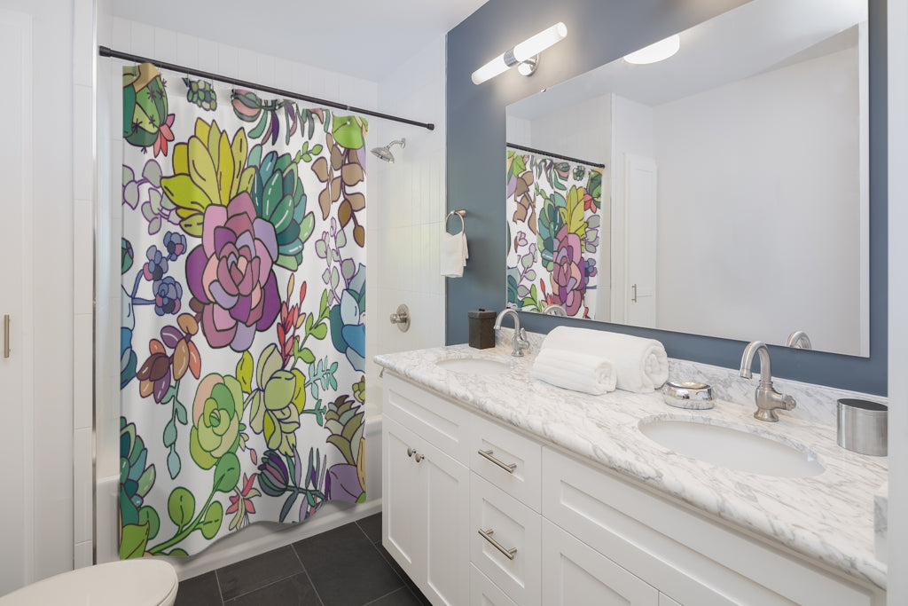 Succulent Seamless Pattern Stylish Design 71" x 74" Elegant Waterproof Shower Curtain for a Spa-like Bathroom Paradise Exceptional Craftsmanship-Express Your Love Gifts