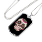 Sugar Skull Flowers Necklace Stainless Steel or 18k Gold Dog Tag 24" Chain-Express Your Love Gifts