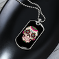 Sugar Skull Flowers Necklace Stainless Steel or 18k Gold Dog Tag 24" Chain-Express Your Love Gifts