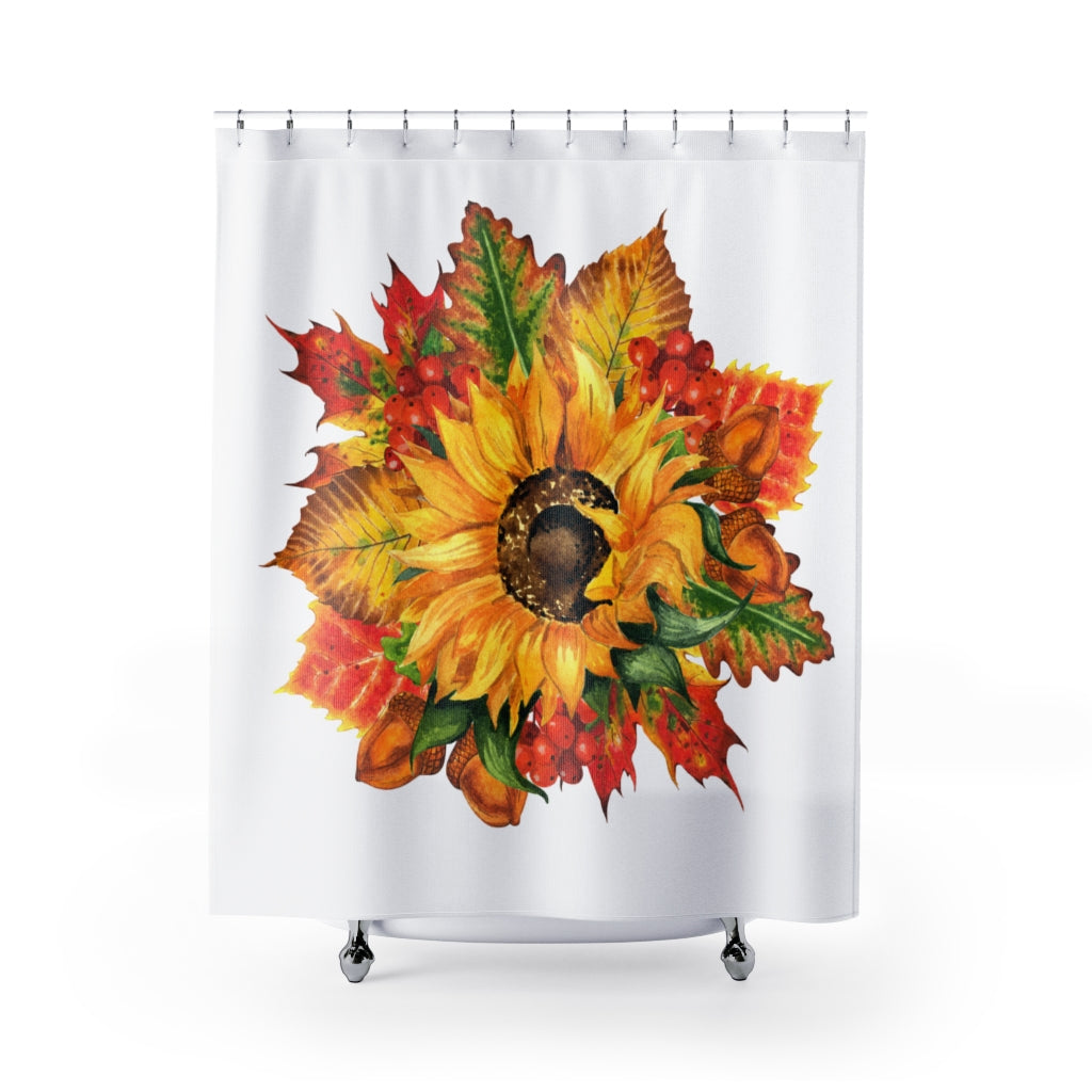 Sunflower Leaves OakStylish Design 71" x 74" Elegant Waterproof Shower Curtain for a Spa-like Bathroom Paradise Exceptional Craftsmanship-Express Your Love Gifts