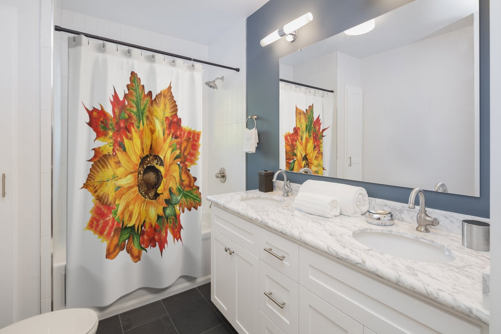 Sunflower Leaves OakStylish Design 71" x 74" Elegant Waterproof Shower Curtain for a Spa-like Bathroom Paradise Exceptional Craftsmanship-Express Your Love Gifts